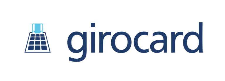 Logo der girocard, einem beliebten deutschen Zahlungssystem, das kontaktloses Bezahlen und Geldabhebungen ermöglicht.