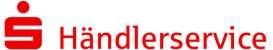 Logo des Händlerservices der Sparkasse, rot auf grauem Hintergrund, symbolisiert die Unterstützung und Dienstleistungen für Händler.